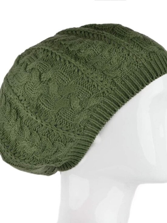 Women\'s Crochet Knitted Style Beanie Slouchy Hat Olive main image 7